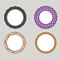 Four Round Decorative Mirrors With Colored Frames Wall Mounted For Room Reflection