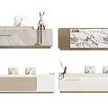 Modern Reception Desk Interior Design With Marble Counter And Decorative Elements 3d model