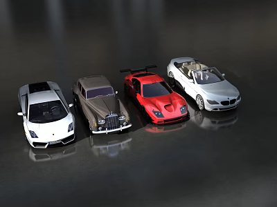 Toy Car Models Collection Featuring Sports Luxury and Convertible in Various Colors 3d model