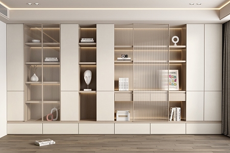 Modern Bookcase Cream Bookcase 3d model