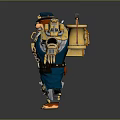 Steampunk Bear Character Wearing Mechanical Armor With Gears Blue Outfit And Badge Decorations