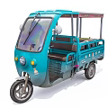 Blue Cargo Tricycle With Cab Windshield And Rear Loading Area 3d model