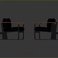 Modern Furniture Black Chairs With Orange Armrests And Black Frame