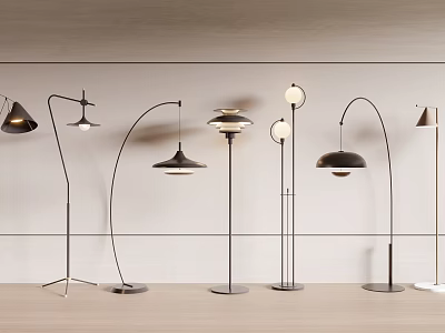 Modern Floor Lamps With Various Designs In Minimalist Space 3d model Modern Floor Lamps With Various Designs In Minimalist Space 3d model