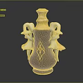 Decorative Wine Bottle With Blue Body Golden Diamond Pattern Yellow Top And White Handles