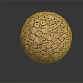 Cracked Textured Spherical Object with Brown Rough Surface on Dark Background with Reflection 3d model