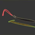 Ancient Weapons Featuring Black Curved Blade With Decorative Handle And Red Dagger With Carved Patterns