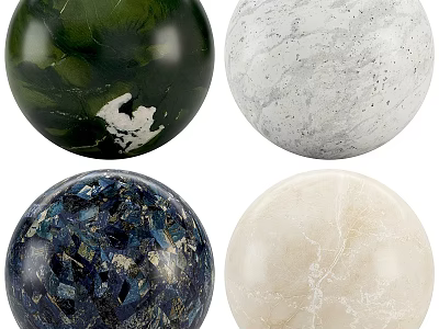 Spherical Decorative Components With Green White Gray Blue Marble Textures For Home Design 3d model