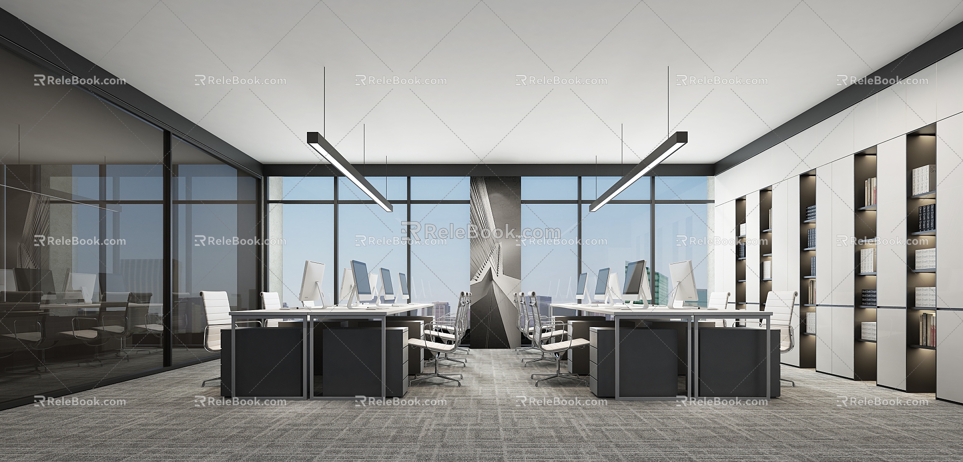 Modern public office area Open office area 3d model