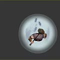 Fantasy Game Movie Character Holding Large Hammer With Green Snow Effects Standing On White Platform
