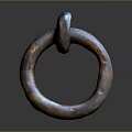 Closeup View Of Rusty Interlocked Metal Rings On Dark Background With Reflection