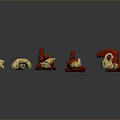 Natural Wood And Stone Decorative Pieces With Various Shapes Yellow Red Tones