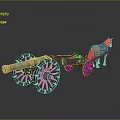 Ancient Historical Weapon Cannon On Horse Drawn Wooden Cart Vintage Design