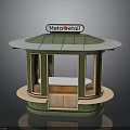 MetaRetail Round Retail Kiosk Design With Green Roof Wooden Frame And Counter