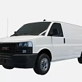 White GMC Commercial Cargo Van With Black Front Grille And Side Doors For Business Use