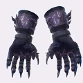 Futuristic Detailed Armored Gloves With Purple Lightning Patterns And Spiked Claws
