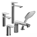 Modern Chrome Shower Head Fixtures With Handheld Sprayer And Faucet Set Design