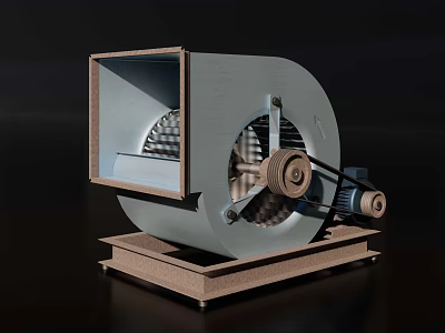 Industrial Centrifugal Fan With Metal Casing Impeller Motor And Base Structure 3d model