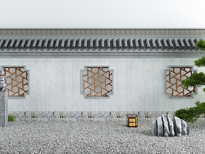 New Chinese-style Enclosure Courtyard Landscape Wall 3d model