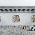 New Chinese-style Enclosure Courtyard Landscape Wall 3d model