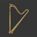 Elegant Golden Harp Musical Instrument With Intricate Decorative Craftsmanship And Artistic Design