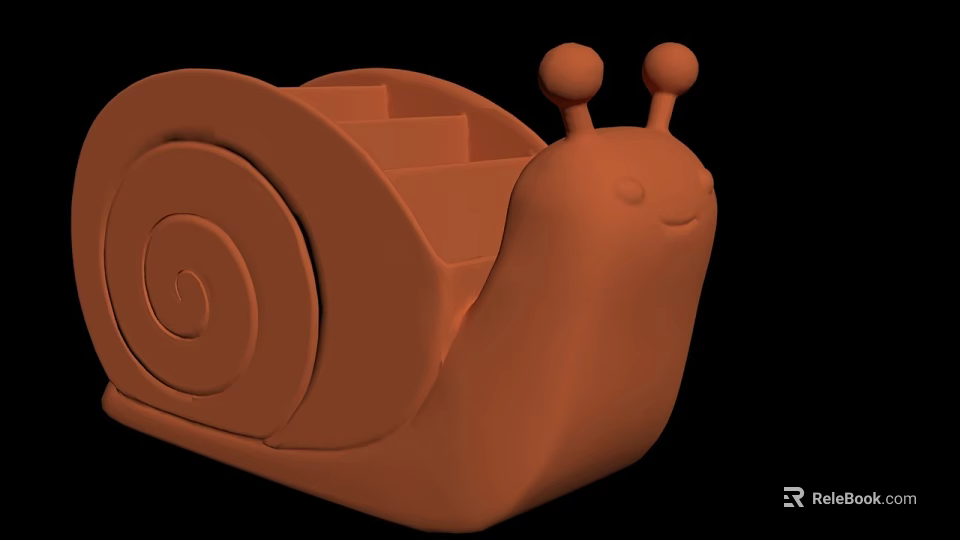 Cute Orange Reptile Snail With Spiral Shell And Staircase Structure Design 3d model 