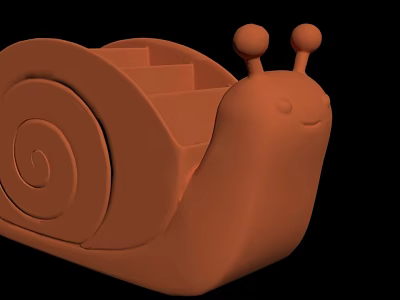 Cute Orange Reptile Snail With Spiral Shell And Staircase Structure Design 3d model