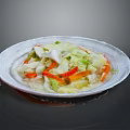 Colorful Fresh Vegetable Salad With Cabbage And Carrots On White Plate