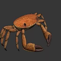 Game Movie Character 3D Model Brown Crab With Large Claws And Textured Shell