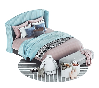 Children's bed large children's bed high-end children's bed single bed 3d model