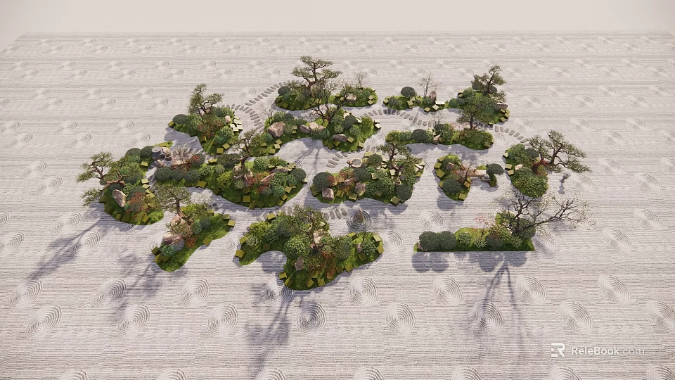 Micro Landforms Design With Diverse Trees Small Plants And Natural Layout 3d model