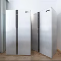 Midea Double Door Refrigerators With Silver Brushed Metal And Digital Control Panel In Home Interior