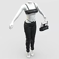Stylish Black Camisole Top Pants Outfit With Bra And Handbag