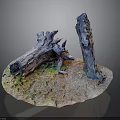 Green Plants Growing With Dead Tree Trunks on Circular Base Ground Surface