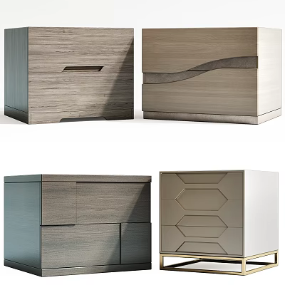 Modern Wooden Bedside Tables With Sleek Drawers And Various Designs 3d model