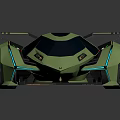 Green Supercar With Streamlined Design Large Wheels And Modern Futuristic Shiny Body