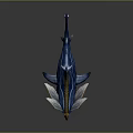 Mythical Blue Shark Game Movie Character With Wing like Fins And Colorful Stripes