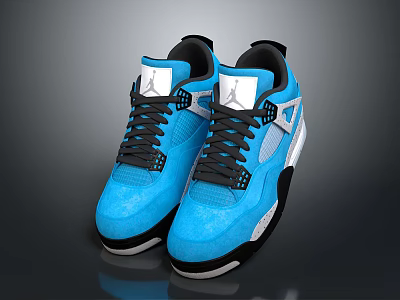 Stylish Blue Basketball Sneakers With Black Laces White Logo And Contrast Soles 3d model