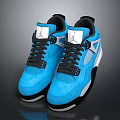 Stylish Blue Basketball Sneakers With Black Laces White Logo And Contrast Soles