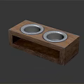 Wooden Pet Bowl Stand With Double Stainless Steel Bowls For Pet Feeding
