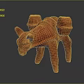 Red Ox Shaped Terracotta Sculpture With Barrels On Back And Smooth Finish