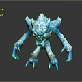 Fierce Blue Fantasy Game Movie Character With Icy Rock Textured Spikes And Sharp Claws