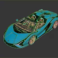 Sleek Blue Convertible Sports Car with Copper Wheels Open Top Luxury Performance