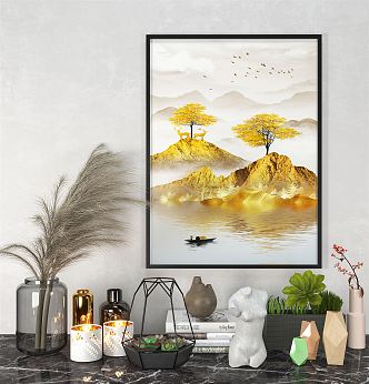 New Chinese Landscape Painting Decorative Painting 3d model