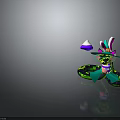Colorful Decorated Snake With Hat Ears Striped Body And Neon Green Pattern