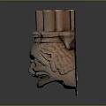 Vintage Stone Architectural Carving With Detailed Animal Head Decorative Element