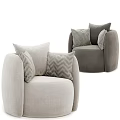 Light Gray Single Sofa With Chevron Pattern Linen Pillows And Modern Design 3d model