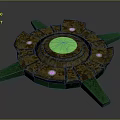 Ancient Circular Weapon With Green Glowing Core Metallic Structure And Green Arms 3d model