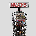 Rotating Multi Tiered Magazine Display Rack with Assorted Magazines for Retail Store 3d model