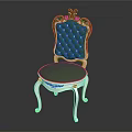 Elegant Green Tufted Leisure Chair With Gold Ornate Accents And White Carved Legs